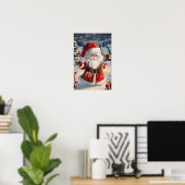 かわいいメリークリスマスサンタクロース ポスター (ホームオフィス)