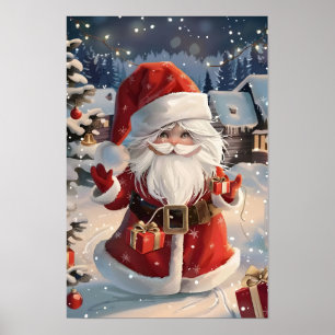 かわいいメリークリスマスサンタクロース ポスター