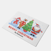 かわいいメリークリスマスサンタパーソナライズされたン ドアマット (アングル)