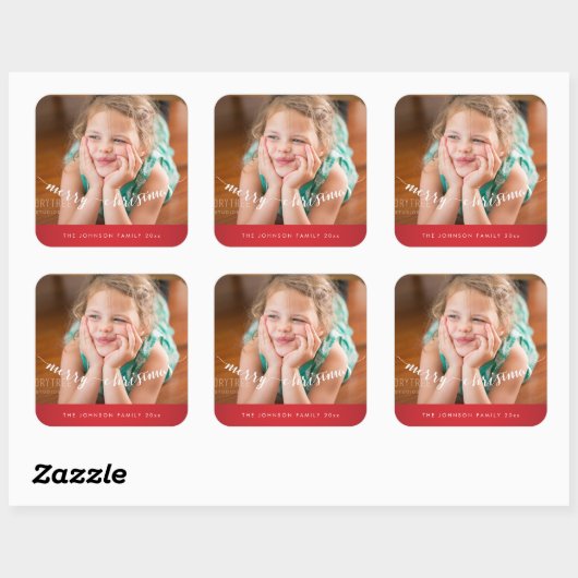 かわいいメリークリスマススススクウェア赤ステッカー スクエアシール (シート)