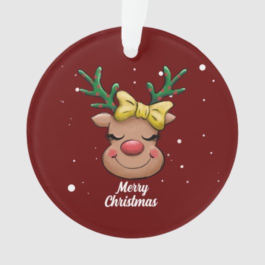 かわいいメリークリスマスディアセラミックオーナメント オーナメント (正面)
