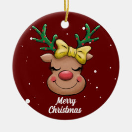 かわいいメリークリスマスディアセラミックオーナメント セラミックオーナメント