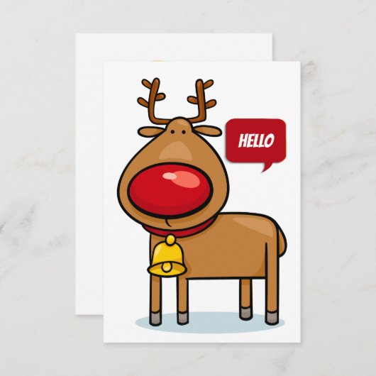 かわいいメリークリスマストナカイのフラットカード サンキューカード (正面/裏面)