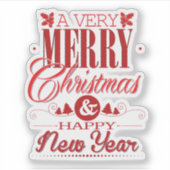 かわいいメリークリスマスハッピーニューイヤー シール (正面)