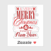 かわいいメリークリスマスハッピーニューイヤー シール (シート)