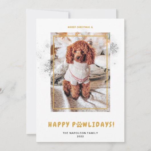 かわいいメリークリスマスハッピーポーリデイズペットフォト シーズンカード (正面)
