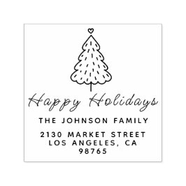 かわいいメリークリスマスファミリー名差出人住所 セルフインキングスタンプ