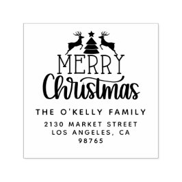 かわいいメリークリスマスファミリー名差出人住所 セルフインキングスタンプ