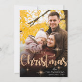 かわいいメリークリスマスフェイクバラ金ゴールドスター写真 シーズンカード (正面)