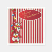 かわいいメリークリスマスフクロウ スタンダードカクテルナプキン (正面)