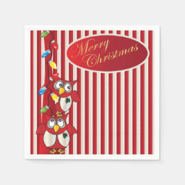かわいいメリークリスマスフクロウ スタンダードカクテルナプキン