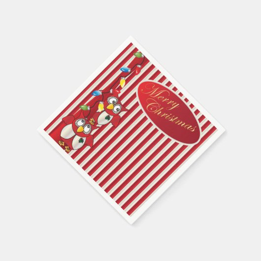 かわいいメリークリスマスフクロウ スタンダードカクテルナプキン (角)