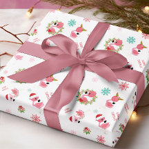 かわいいメリークリスマスフラミンゴスノーフレーク