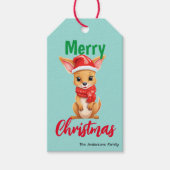 かわいいメリークリスマスベビーカンガルーサンタスカーフ ギフトタグ (正面)