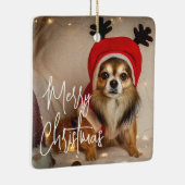 かわいいメリークリスマスペットの写真 セラミックオーナメント (右)