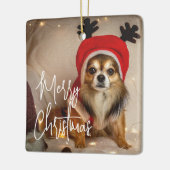 かわいいメリークリスマスペットの写真 セラミックオーナメント (左)
