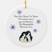 かわいいメリークリスマスペンギンの家族 セラミックオーナメント (裏面)