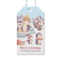 かわいいメリークリスマスペンギン遊ファミリーの雪