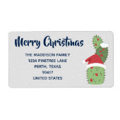 かわいいメリークリスマスホリデーカクティサボステッカー ラベル (正面)