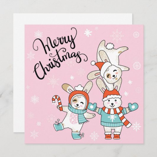 かわいいメリークリスマスホリデーカード シーズンカード (正面/裏面)