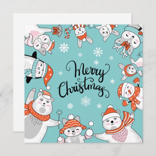 かわいいメリークリスマスホリデーカード シーズンカード (正面/裏面)