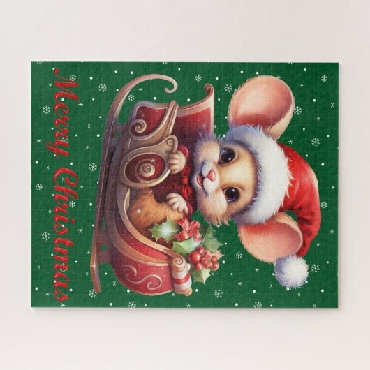 かわいいメリークリスマスマウスパズル ジグソーパズル (横)
