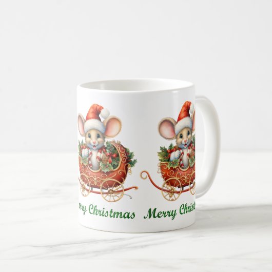かわいいメリークリスマスマウスマグカップ コーヒーマグカップ (正面右)