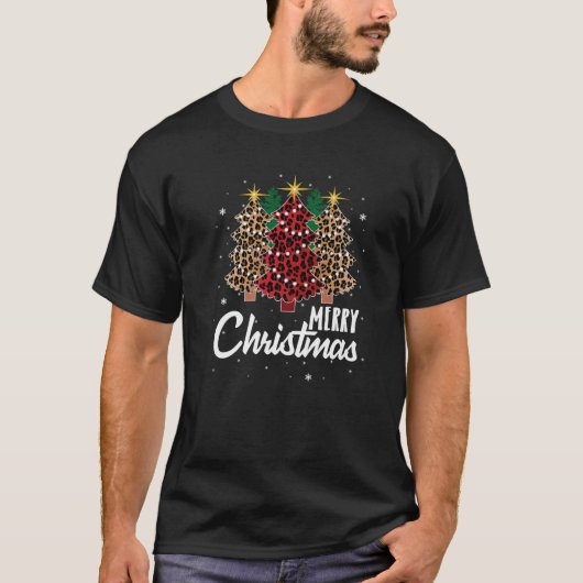 かわいいメリークリスマスユキヒョウの木のギフトキリスト Tシャツ (正面)