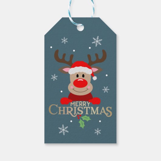 かわいいメリークリスマスルドルフのトナカイ ギフトタグ (裏面)