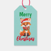 かわいいメリークリスマスレッドキツネサンタスカーフの休日 ギフトタグ (裏面)