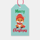 かわいいメリークリスマスレッドキツネサンタスカーフの休日 ギフトタグ (裏面)