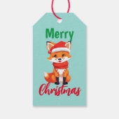 かわいいメリークリスマスレッドキツネサンタスカーフの休日 ギフトタグ (裏面)