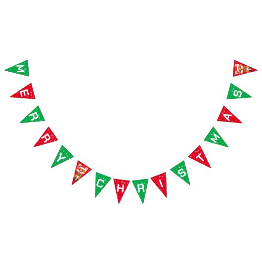 かわいいメリークリスマスレッドキツネサンタスカーフの休日 バンティングフラッグ (全)