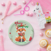 かわいいメリークリスマスレッドフォックスサンタスカーフの休日 ペーパープレート (パーティー)