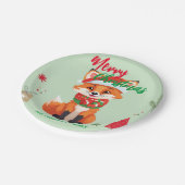 かわいいメリークリスマスレッドフォックスサンタスカーフの休日 ペーパープレート (アングル)