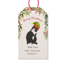 かわいいメリークリスマスレッドベリーブラック猫好き