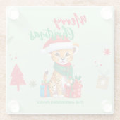 かわいいメリークリスマスレパードサンタスカーフ ガラスコースター (裏面)