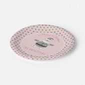 かわいいメリークリスマス千鳥格子のファッションサンタ ペーパープレート (アングル)