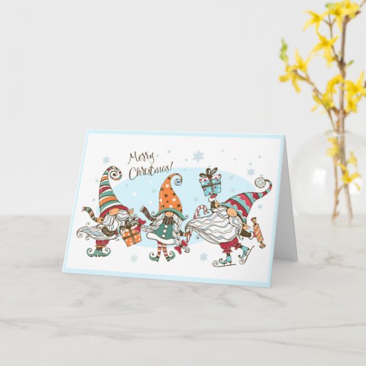 かわいいメリークリスマス小人格言水彩おもしろいP カード (黄色い花)