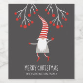 かわいいメリークリスマス格言とホリーベリー ワインラベル (シングルラベル)