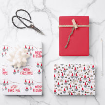 かわいいメリークリスマス格言赤帽子ラッピング紙