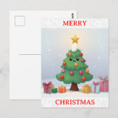 かわいいメリークリスマス漫画の木 ポストカード (正面/裏面)