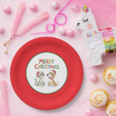 かわいいメリークリスマス猫とサンタハットを飼った犬 ペーパープレート (パーティー)