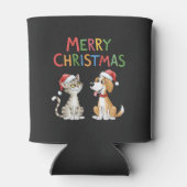 かわいいメリークリスマス猫とサンタハットを飼った犬 缶クーラー (裏面)