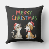 かわいいメリークリスマス猫と犬 クッション (裏面)