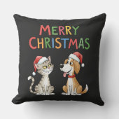 かわいいメリークリスマス猫と犬 クッション (正面)