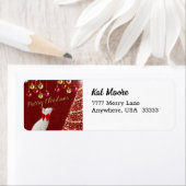 かわいいメリークリスマス猫差出人住所ラベル ラベル (インサイチュ)