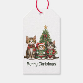 かわいいメリークリスマス猫 ギフトタグ
