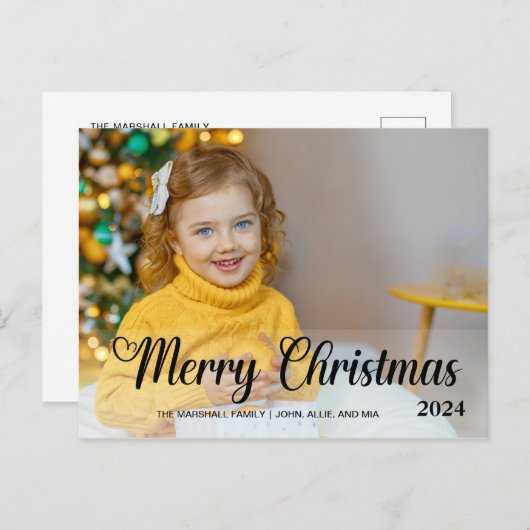 かわいいメリークリスマス2024写真タイポグラフィ シーズンポストカード (正面/裏面)