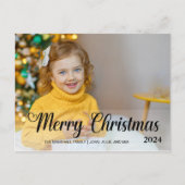 かわいいメリークリスマス2024写真タイポグラフィ シーズンポストカード (正面)